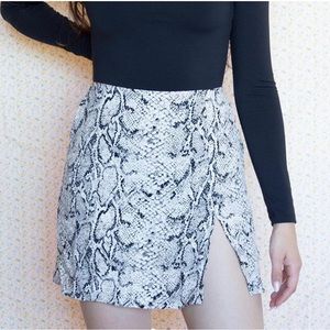 Reformation snakeskin printed mini skirt